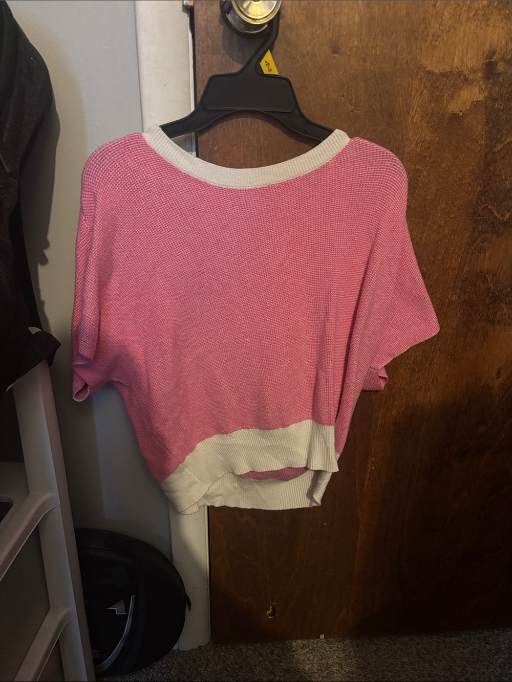 debut Pink and White Cropped Knit Tee